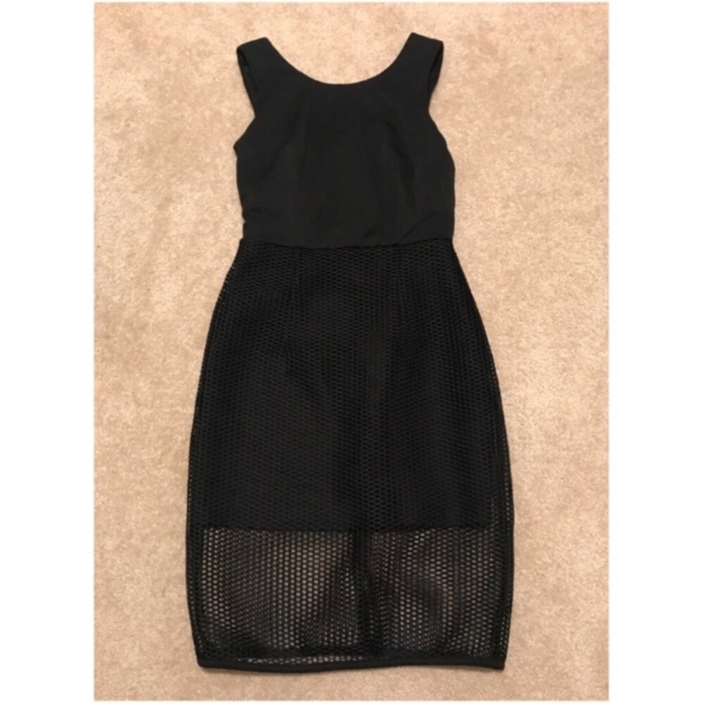 Size 3 BCX Little Black Dress Mesh Net Netted - Picture 3 of 8